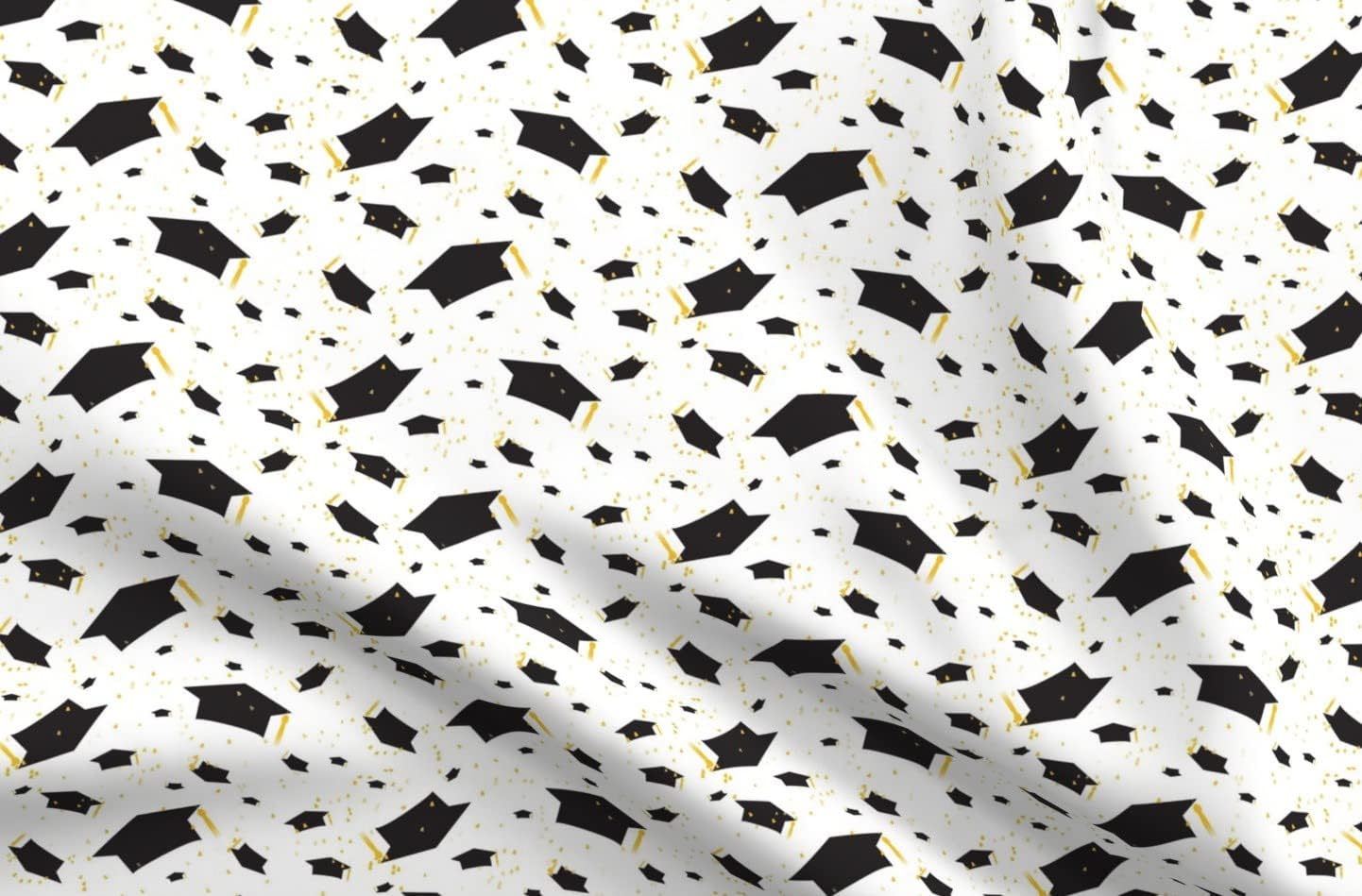 Spoonflower Fabric - Celebration High School Graduation Seniors Graduation Cap Printed on Petal Signature Cotton Fabric by The Yard - Sewing Quilting Apparel Crafts Decor