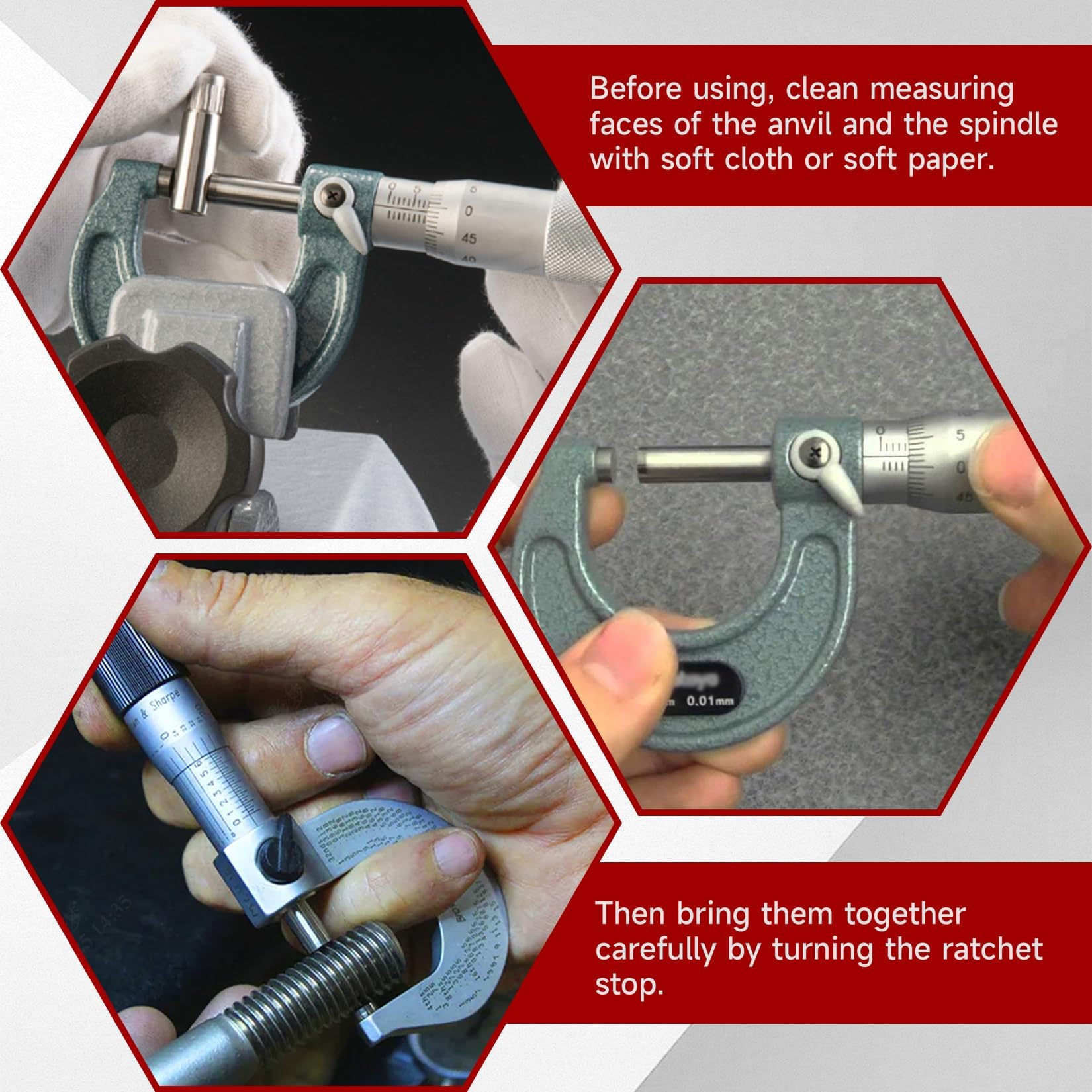 Micrómetro exterior métrico de 0 a 150 mm, 6 unidades, 0,01 mm, estándares de carburo