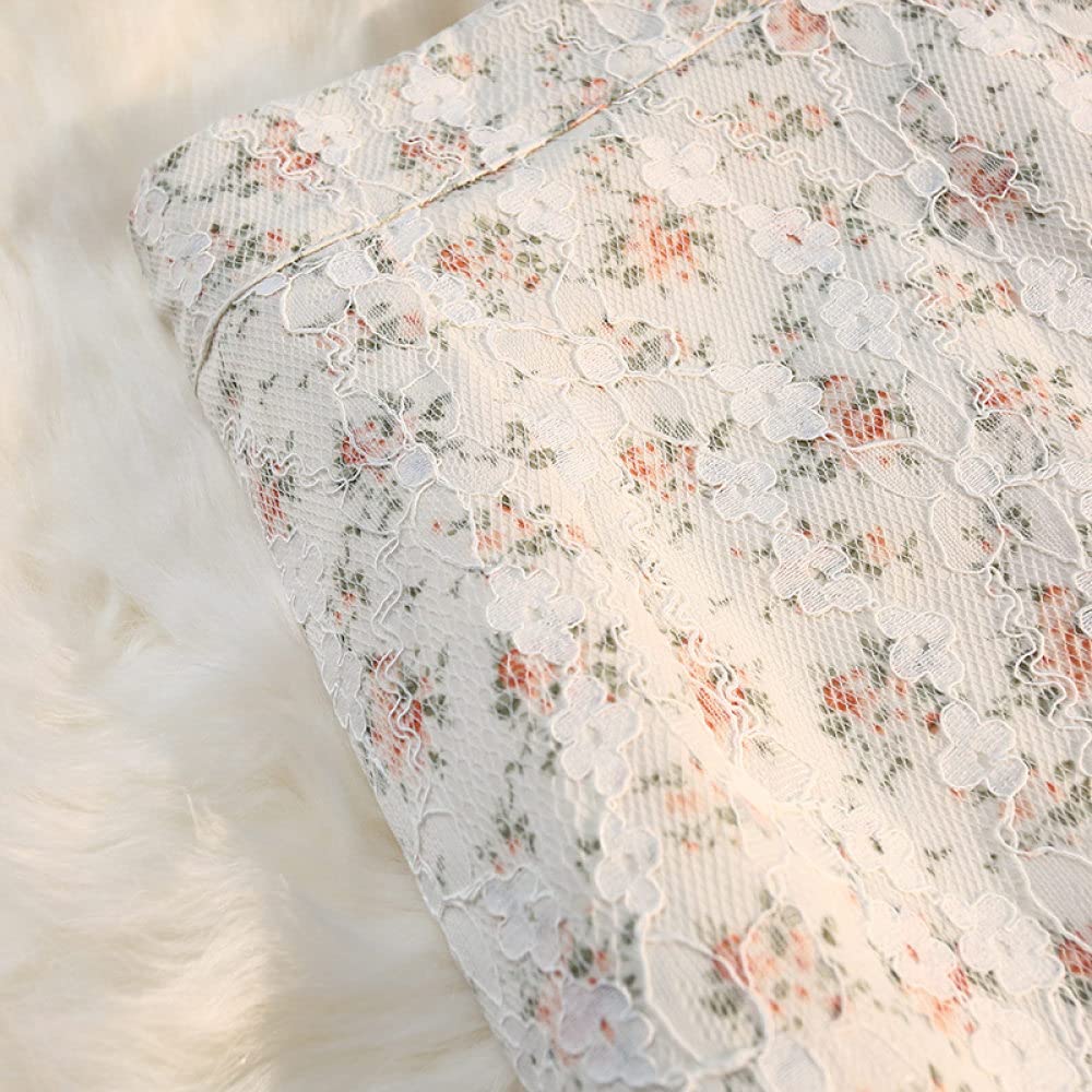 Gonne,Gonna Midi da Donna Elastica Bianca Vita Alta Gonna Floreale in Pizzo retrò Boho Spacco con Cerniera Gonne Lunghe Eleganti A-Line Increspate per Ragazze Signore,L