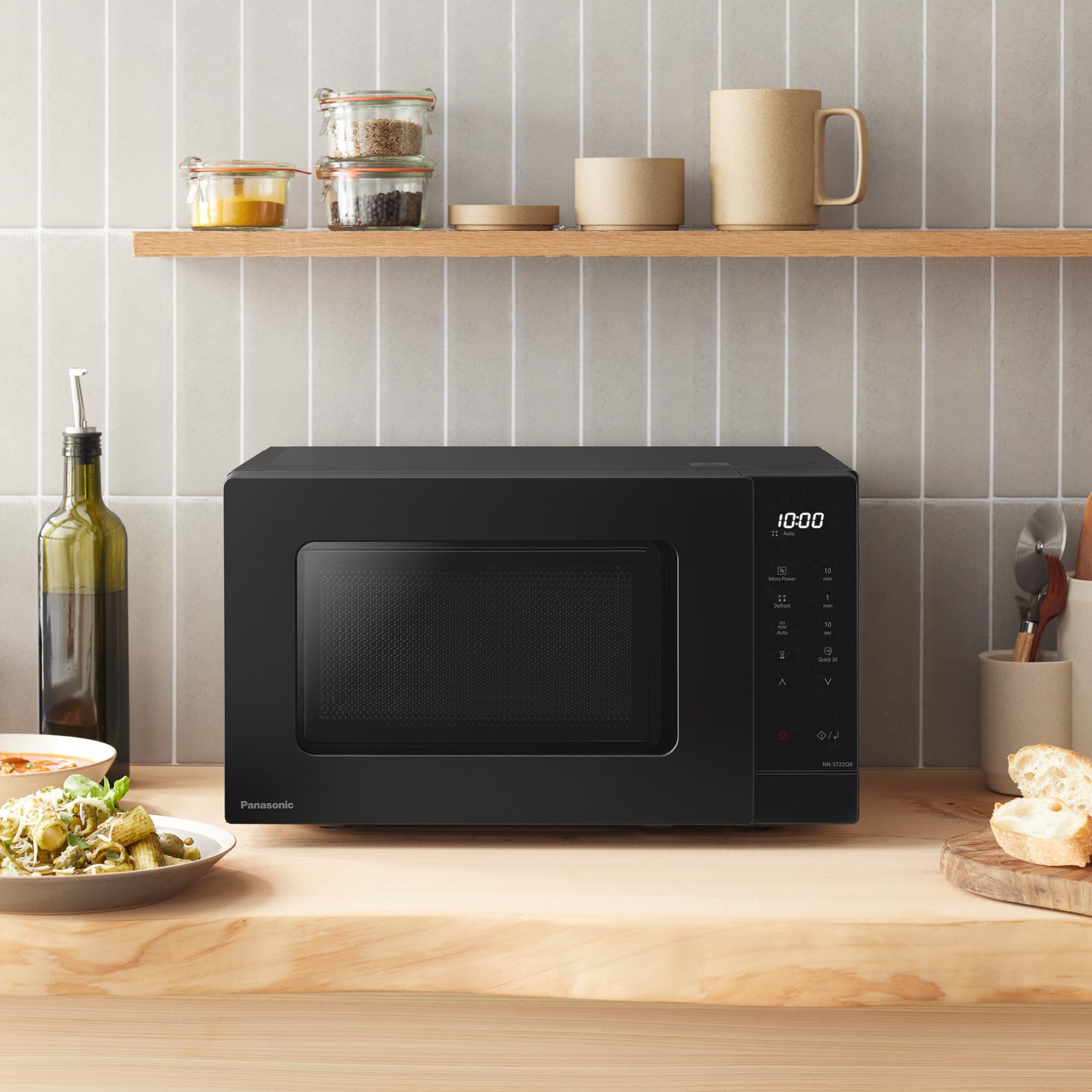 Panasonic NN-ST22QBBPQ 20L Solo Microwave Oven with Glass Tray, 800W, Auto Defrost, 11 Auto Programmes, LED Display, 5 Power Settings, Digital Timer, Black — view 7