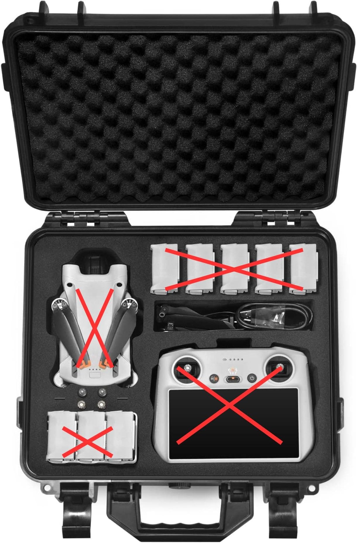 Maxbell Hard Shell Travel Case for Mini 3 Pro Drone & RC Controllers – Shockproof EVA Storage Bag with Multiple Compartments – Fits Mini 3 Accessories – Black