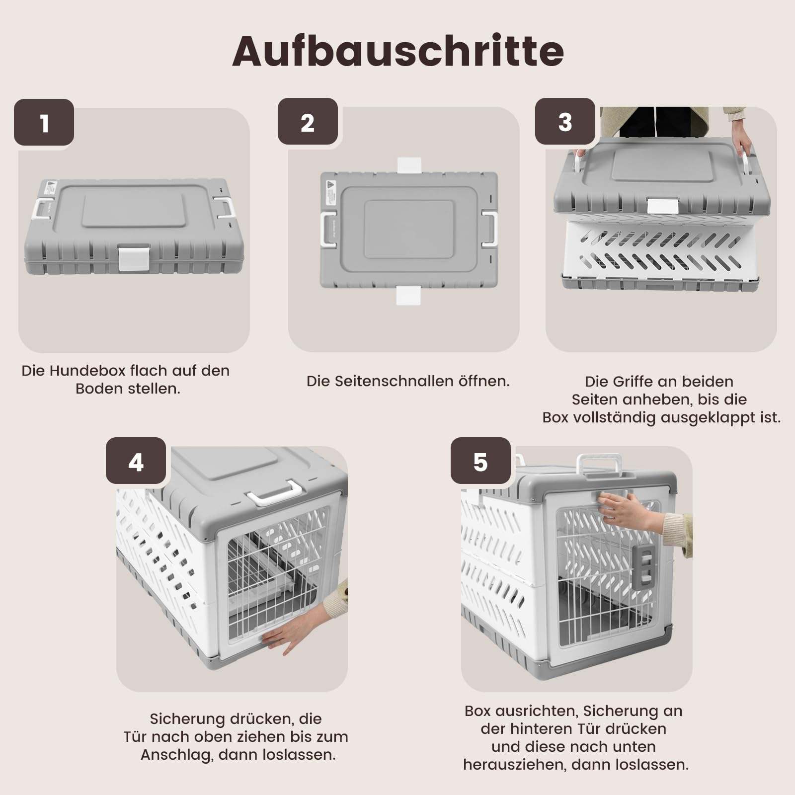Gardner Pet faltbare Hundebox für große Hunde, Hundetransportbox, Montage ohne Werkzeug, Reisebox für Hunde mit 2 Rädern, leicht zu transportieren, platzsparend, Extra große Acryl-Hundebox, 92x58x66cm