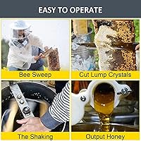 Vista 5 de Extractor manual de miel, 2 marcos de acero inoxidable con mango y soporte de 3 patas, equipo de extracción de apicultura, extrae miel rápidamente