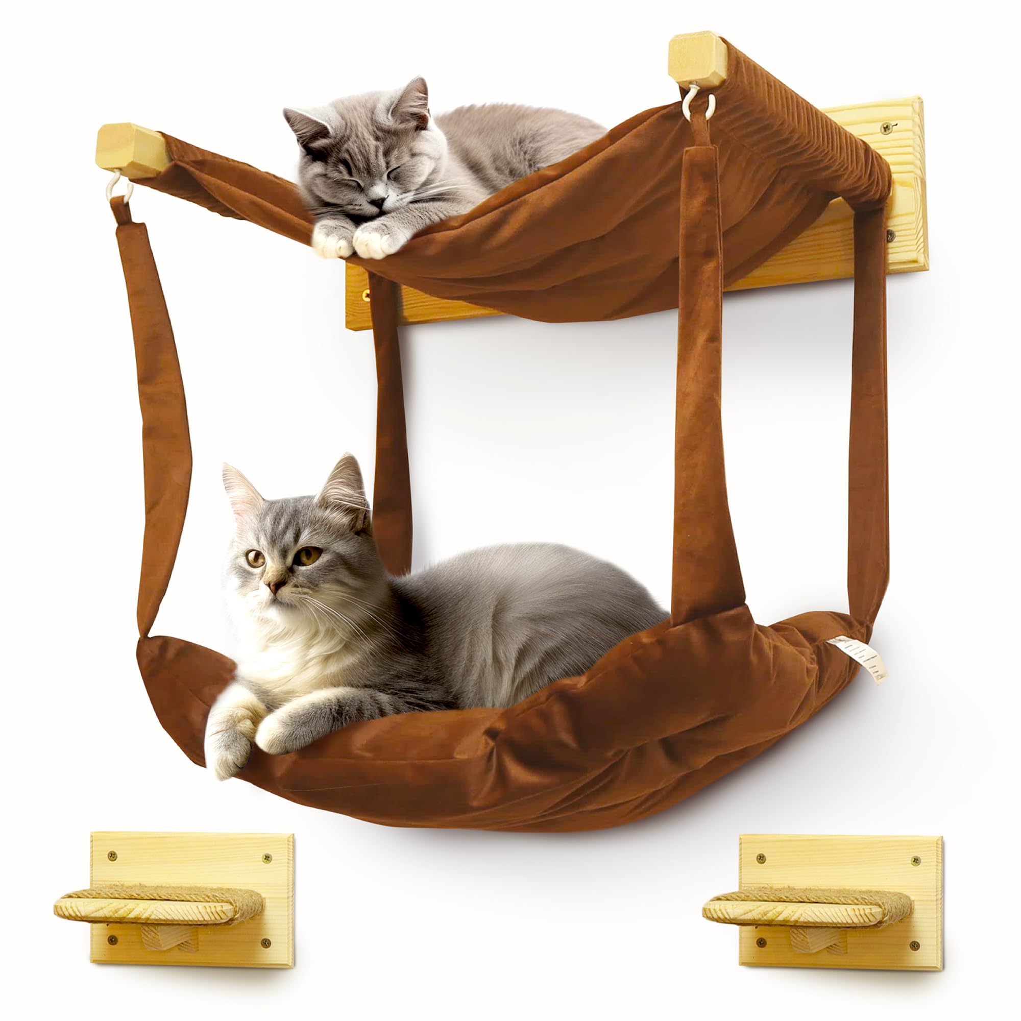 Ensemble d'éléments muraux pour chats myHANA anti-ennui en pin massif