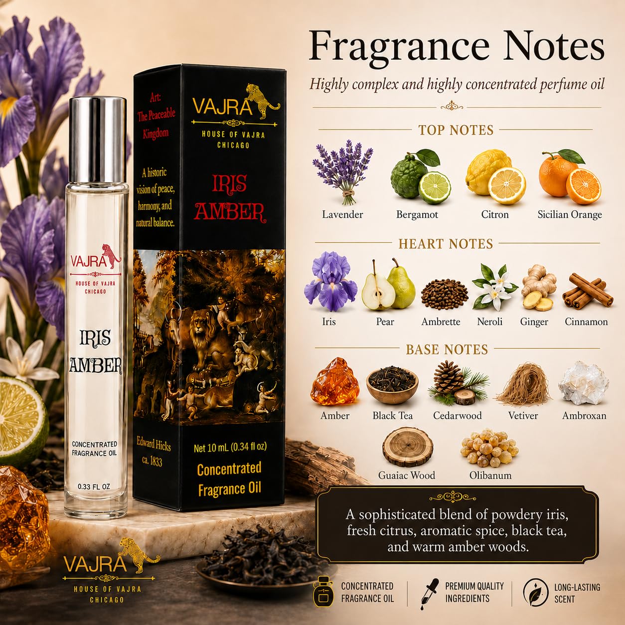VAJRA IRIS AMBER Highly Concentrated Perfume Roll On Oil Alcohol-Free, Long-Lasting, Travel Size Fragrance Oil 10 ml image 2