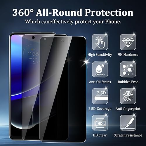 Miniatura 2 de CHRINECY 3+2 Paquete de 3 protectores de pantalla para Motorola Moto G Stylus 4G 2022 con 2 protectores de lente de cámara, vidrio templado de