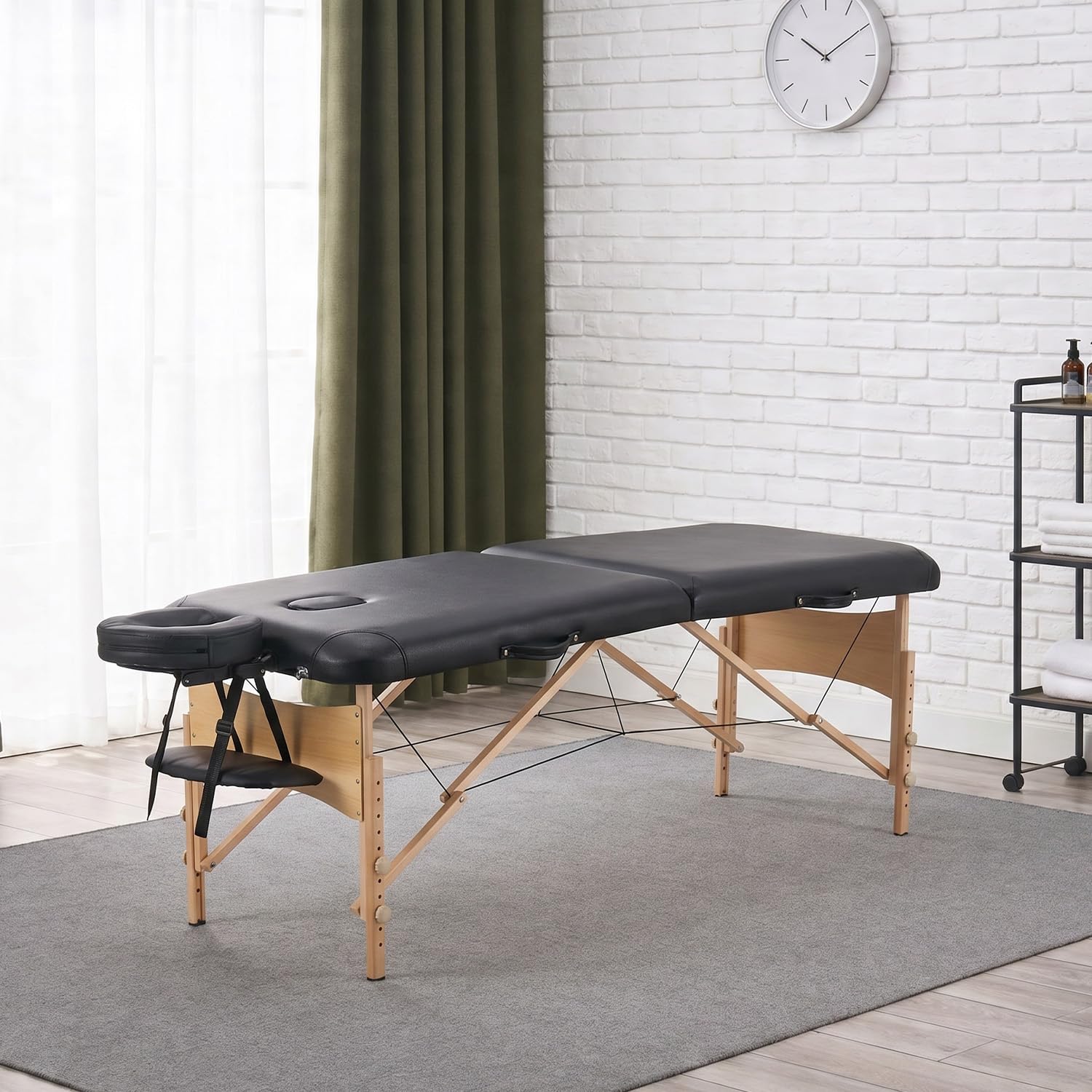 Kidol&Shellder Massageliege 70cm breit, klappbar höhenverstellbar, 250kg Tragfähigkeit, 9cm PU Polsterung, Tragetasche, rutschfeste Füße, Schwarz