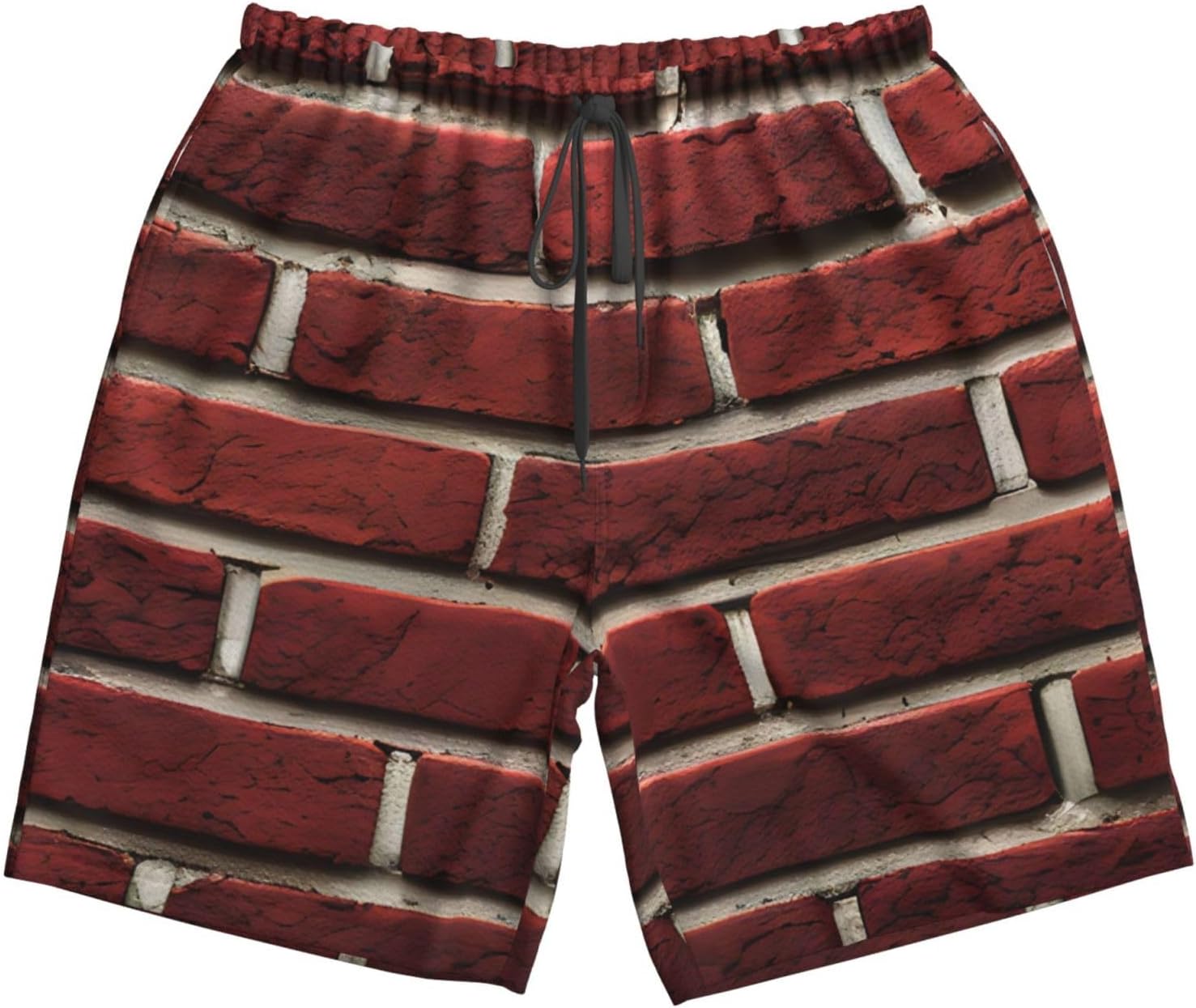 Mens Brick Red Stone Print Beach Shorts,Casual Summer Shorts for Men,Quick Dry Polyester