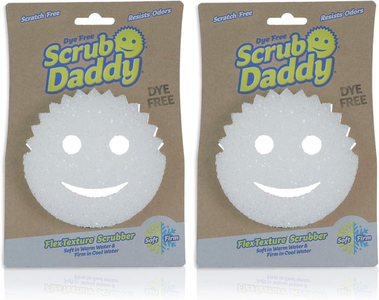 Sponge - Dye Free - Scratch-Free Scrubber for Dishes and Home, Odor Resistant, Soft in Warm Water, Firm in Cold, Deep Cleaning, Dishwasher Safe, Multi-use, Functional (2 Count (Pack