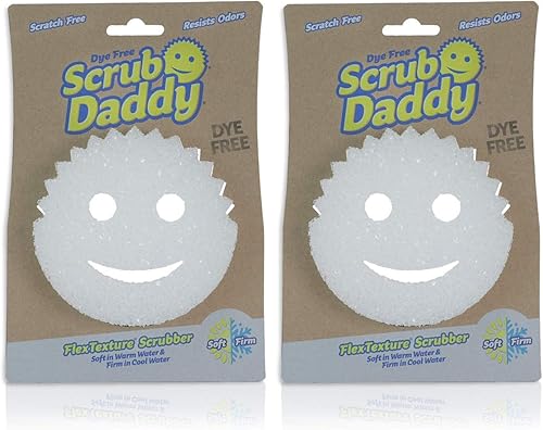 Scrub Daddy Esponja, sin tintes, limpiador sin arañazos para platos y hogar, resistente al olor, suave en agua tibia, firme en frío, limpieza