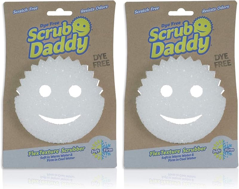 Sponge - Dye Free - Scratch-Free Scrubber for Dishes and Home, Odor Resistant, Soft in Warm Water, Firm in Cold, Deep Cleaning, Dishwasher Safe, Multi-use, 1ct (2 Pack)