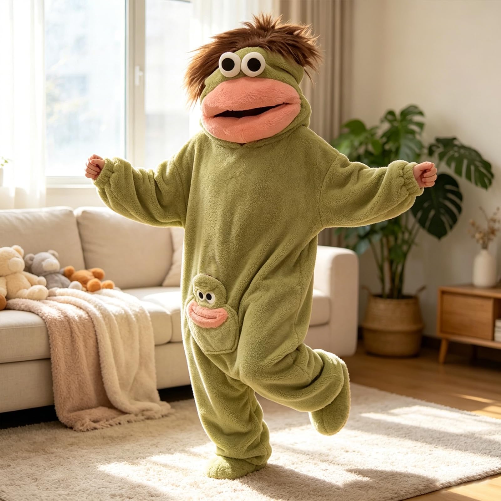 Silly Onesie Lustiger Monster Onesie Big Mouth Monster Kostüm Pyjama | Mundmonster Fleece Schlafanzug Silly Onesie Pyjama Monster-Einteiler Tierkostüm Schlafoverall Halloween Kostüm