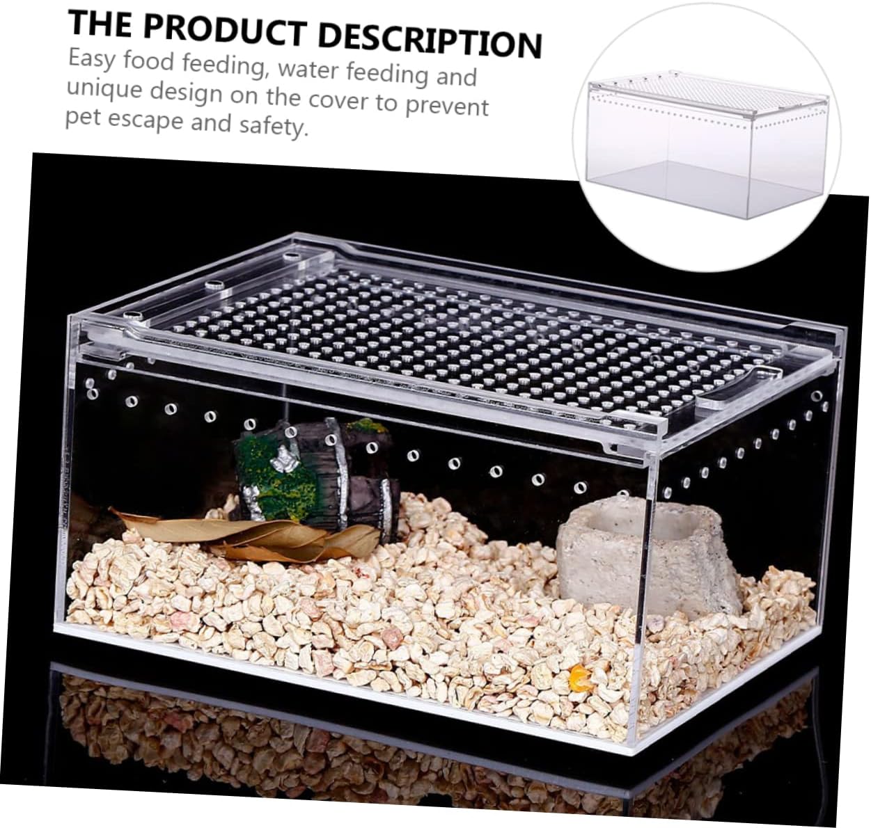 Crab Tank Reptile Breeding Box Jumping Enclosure Frog Lizard Pet Storage Nest Leak Ventilation