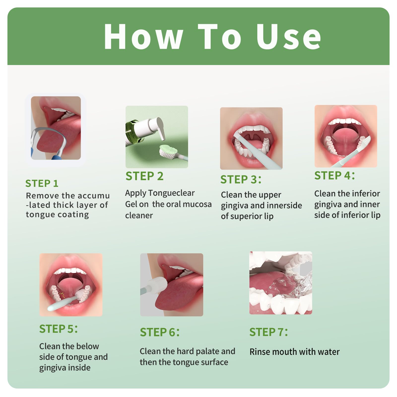 Tongueclear Combo eficaz de raspador de lengua y cepillo oral para adultos, limpiador ergonómico de lengua que promueve un aliento más fresco, paquete de limpiador de mucosa oral, esencial para el