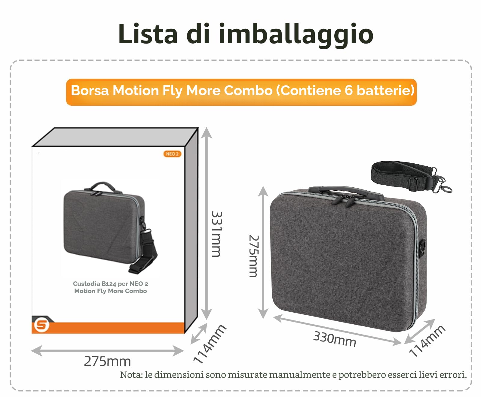 Borsa di Stoccaggio Rigida per DJI Neo 2 Motion Fly More Combo Borsa da Viaggio per DJI Goggles N3 Custodia Protettiva Impermeabile e Antigraffio con Tracolla Accessori per Drone