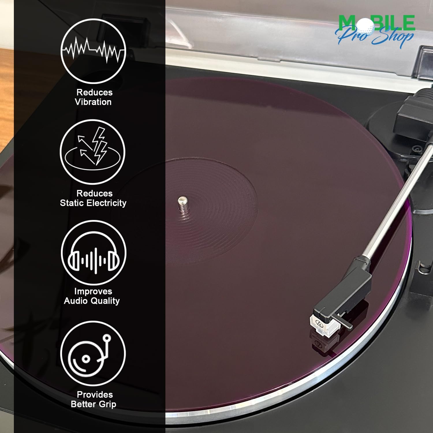 Acrylic Turntable Mat-Platter Vinyl Slipmat for 12 Inches LP Players-Reduced Noise & Improves Sound Quality & Provides Tighter Bass-Anti Static Record Player Mat.
