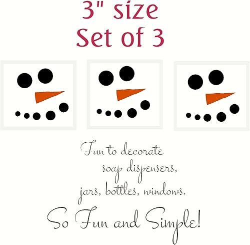 Miniatura 6 de Wall Decor Plus More WDPM3297 - Calcomanía de pared de invierno con cara de muñeco de nieve con nariz de zanahoria para decoración de temporada, 3