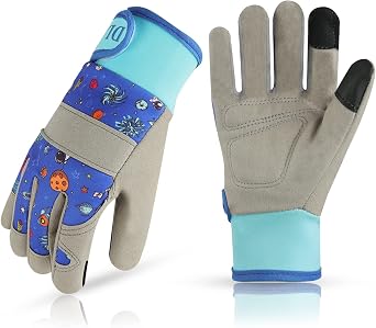 DLY Kids Gardening Gloves Age 3-6 Year Old, Kids Work Gloves with Air Cotton, Adjustable Toddler Gardening Gloves for Kids