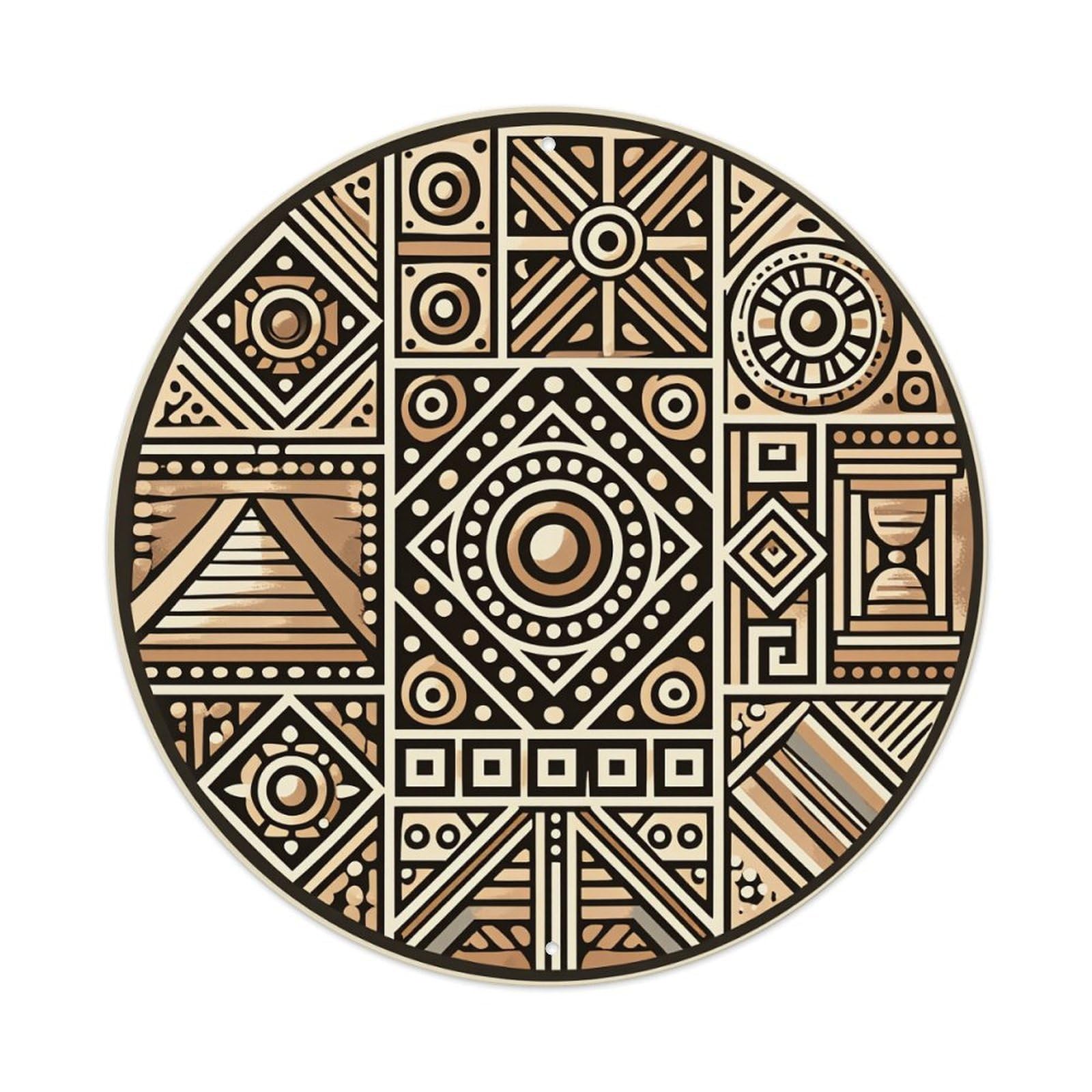Geometric Tribal Art Pattern Design Retro Metal Tin Sign, Vintage Metal Poster for Bar, Home, Man Cave, Kitchen, Laundry Room Art Decor 8x8 Inch