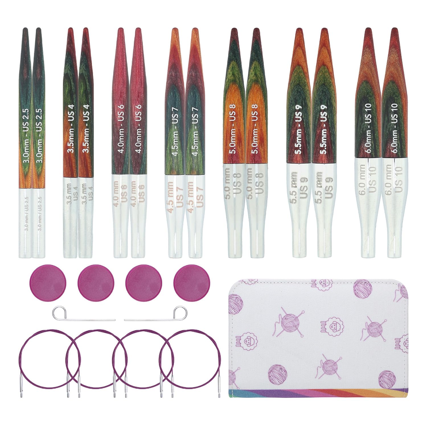 KnitPro Symfonie 2 Mini Interchangeable Needle Set 2" (5cm) | 7 Sizes (3mm to 6mm)
