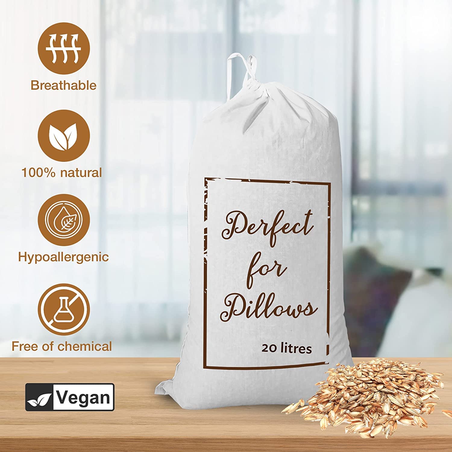 2 kg pure spelt om te vullen, kussens, matten en dekens, vulling meditatiekussen, voedingskussen, yogakussen, korrelkussen, saunakussen, meditatiemat