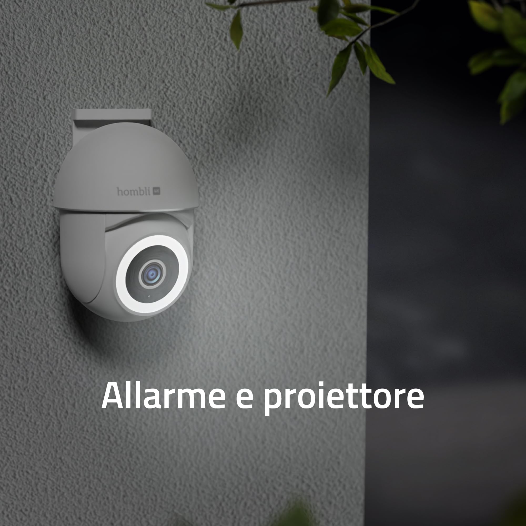 Hombli Pan & Tilt Telecamera di Sicurezza Intelligente per Interni/Esterni con Rilevamento Avanzato del Movimento, 4K QHD, Impermeabile, Grandangolo, Visione Notturna, Rilevamento di Forma Umana