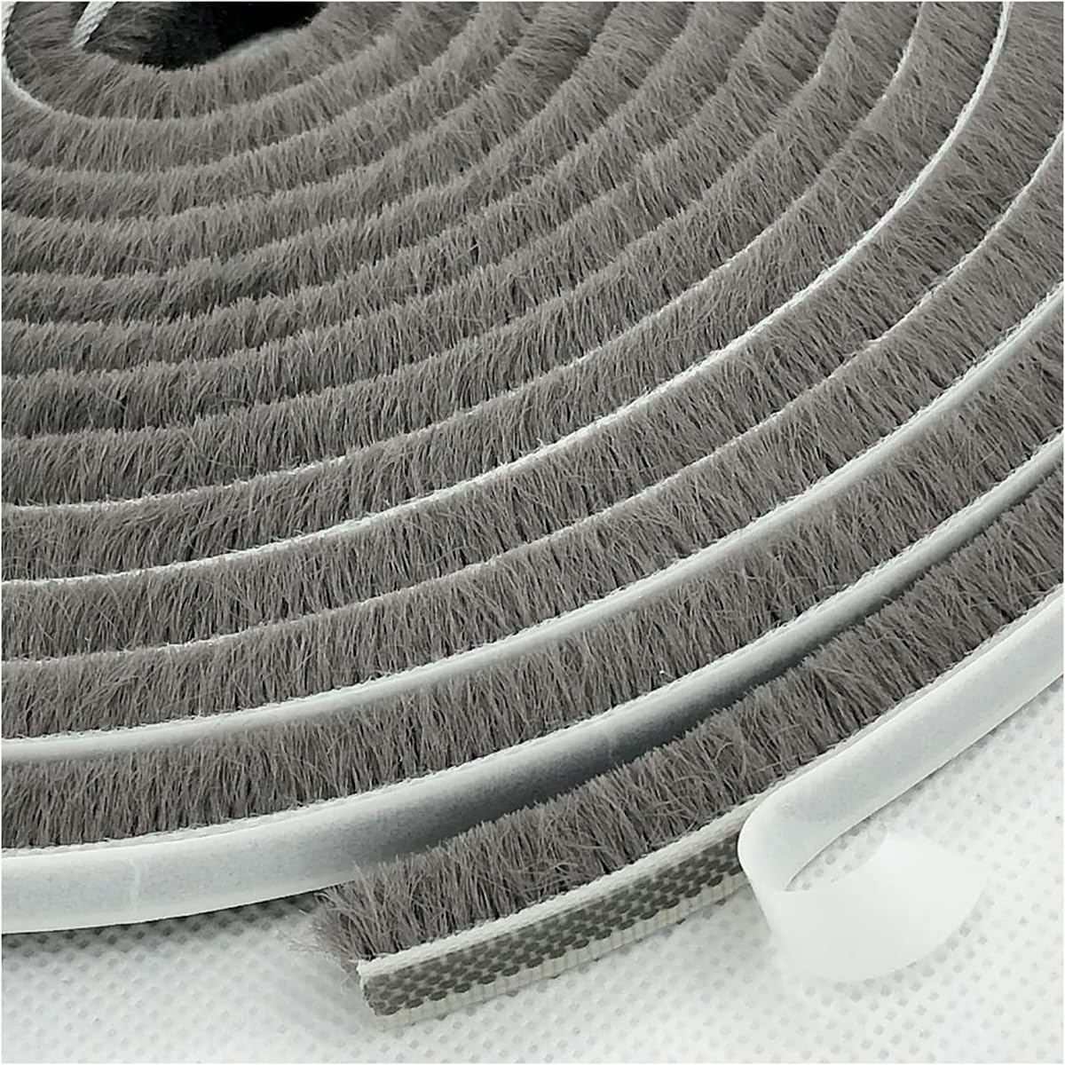 Brush Draft Excluder Tape for Door Windows, 10 Meters(L) x 9 mm(W) x 5mm(T) Self-Adhesive Brush Weather Stripping Seal Strip Air Stopper for Sliding/External Door, Grey — image 1