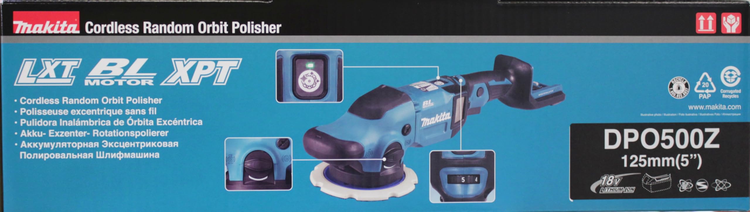 Makita DPO500Z Akku-Exzenterpolierer 18 V (ohne Akku, ohne Ladegerät)