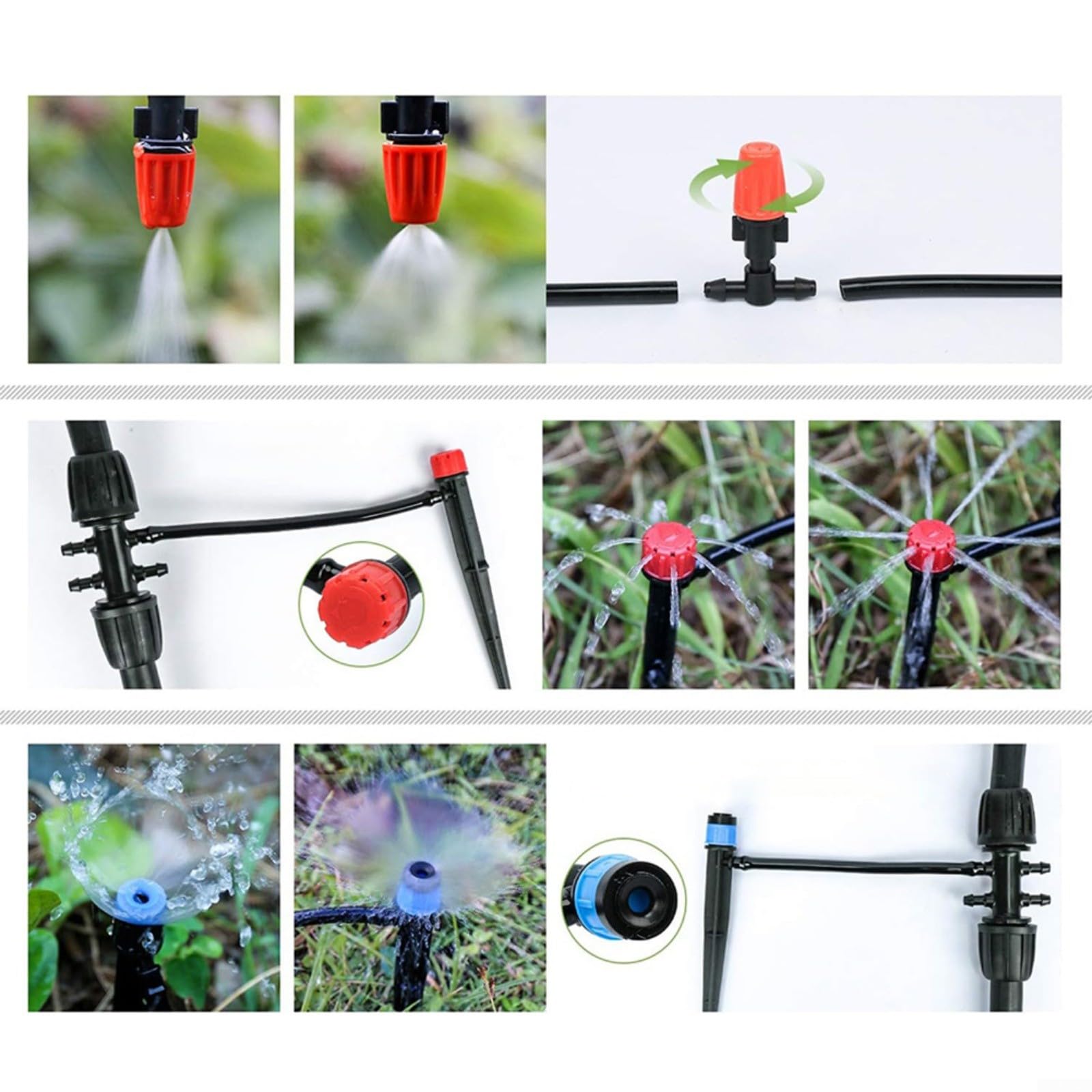 Kit de riego automático por goteo para sistema de riego de invernadero de 15 m, con rociadores ajustables, para césped, patio, plantas, nebulización, refrigeración agrícola (30 m)