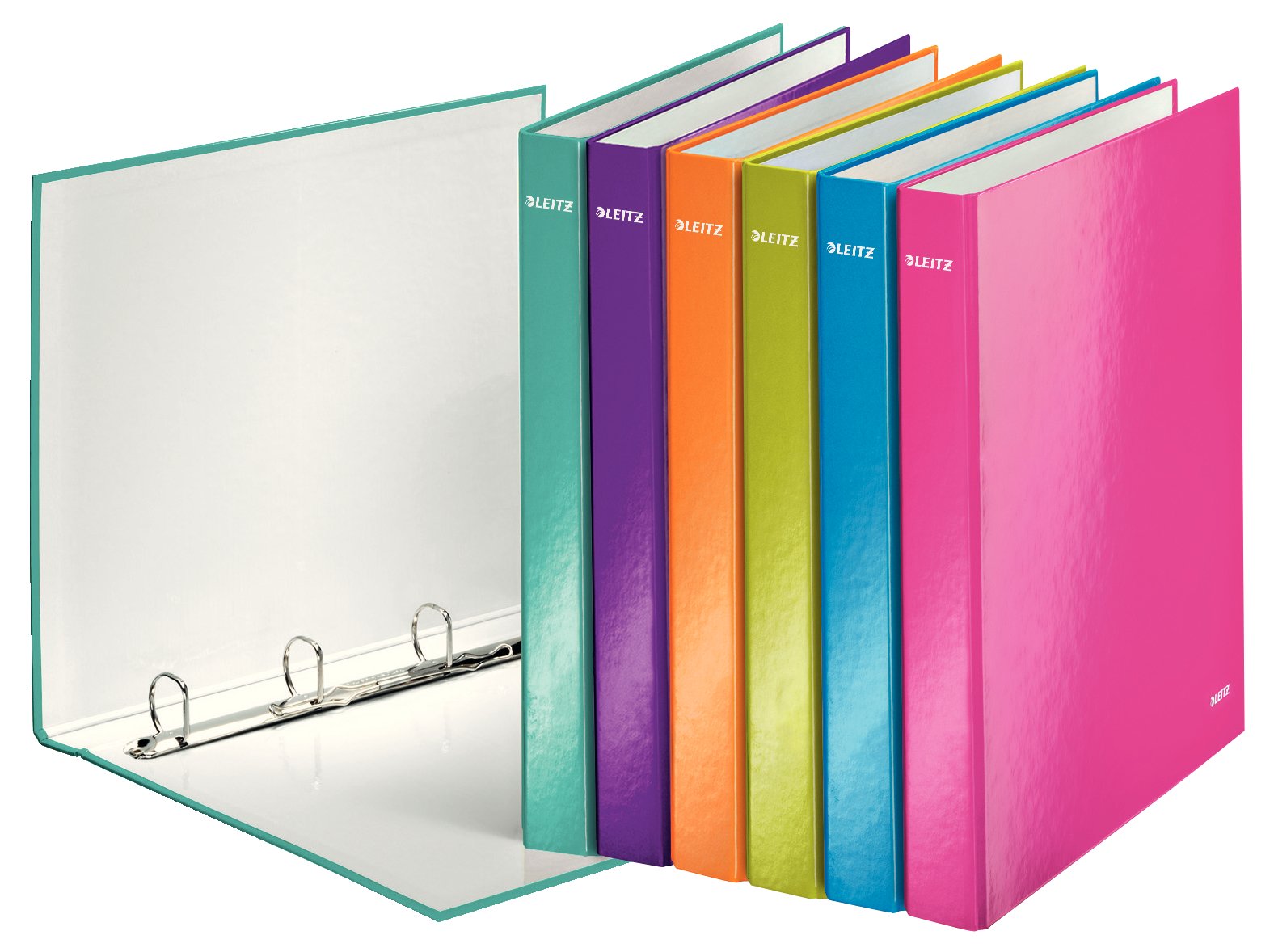 Leitz Wow - Raccoglitori ad anelli, meccanismo a 4 anelli a D (vario diametro), dorso da 25 mm, 10 pz