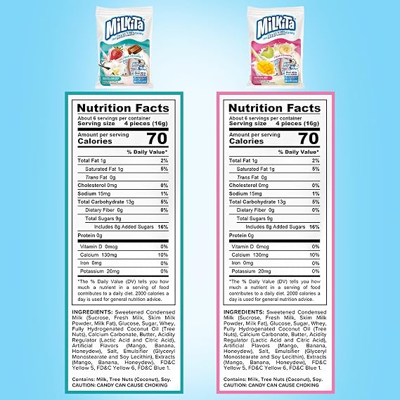 Milkita Creamy Assorted Milk Candy Low-Sugar Healthy Sweets with Real Milk for Kids & Adults Fat Free & Gluten Free Candy with Calcium for Everyday Indulgence (4-Pack/25 Count Each)