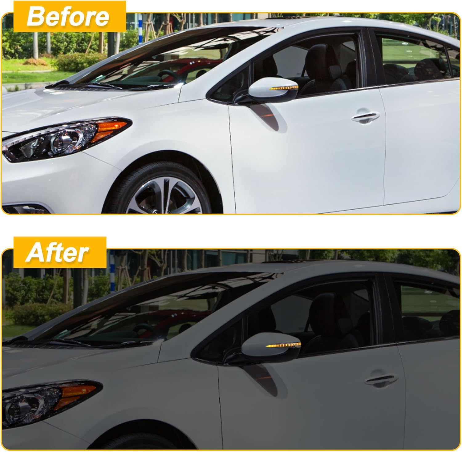 uxcell 1 Pair Car LED No.87614A7000/87624A7000 Left Right Side Rear View Mirror Turn Signal Amber Light Indicator for Kia Forte Forte5 EX LX S 2014-2018