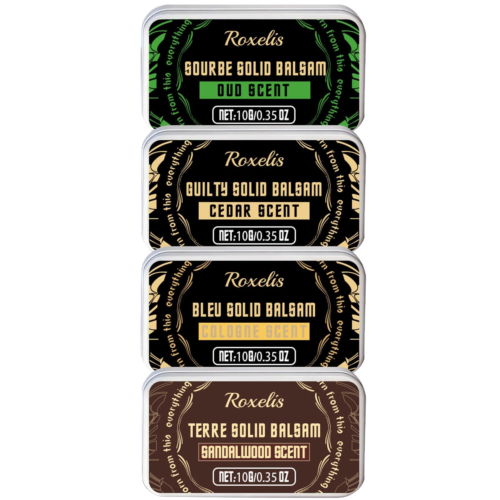 4 pièces Parfum solide pour homme, parfum masculin aux phéromones | vétiver, cèdre, sauge, santal, parfum pour homme automne-hiver, coffret de parfum format voyage, cadeau pour homme (4 x 10 g)