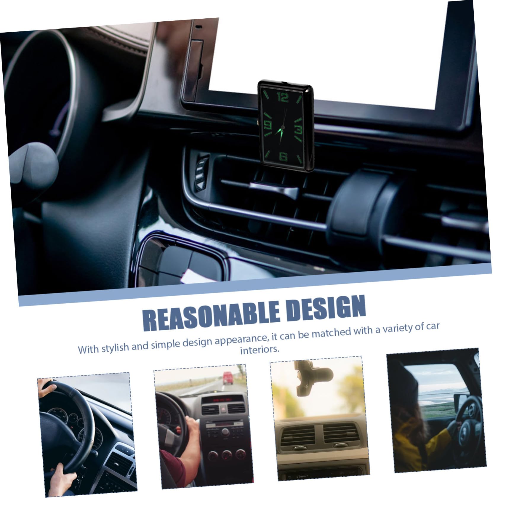 Reloj Analógico para Coche y Cuadrado con Diseño Sencillo para Salpicadero y Oficina Fácil Instalación y Visualización Clara