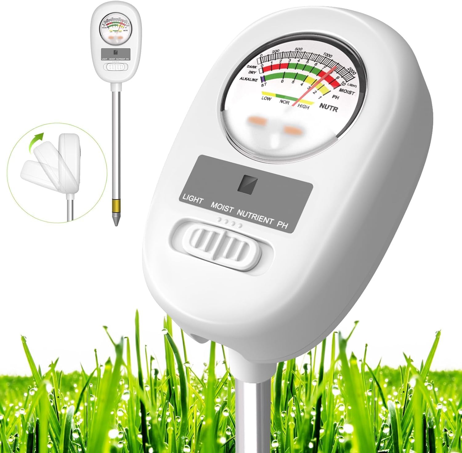 MAKINGTEC Upgraded-Soil Moisture Meter, Soil pH Meter, 4-in-1 Soil Tester, Soil Plant Water Meter, for Moisture/Light/Nutrients/pH, Moisture Meter Great for Garden, Lawn, Farm, Indoor & Outdoor Use