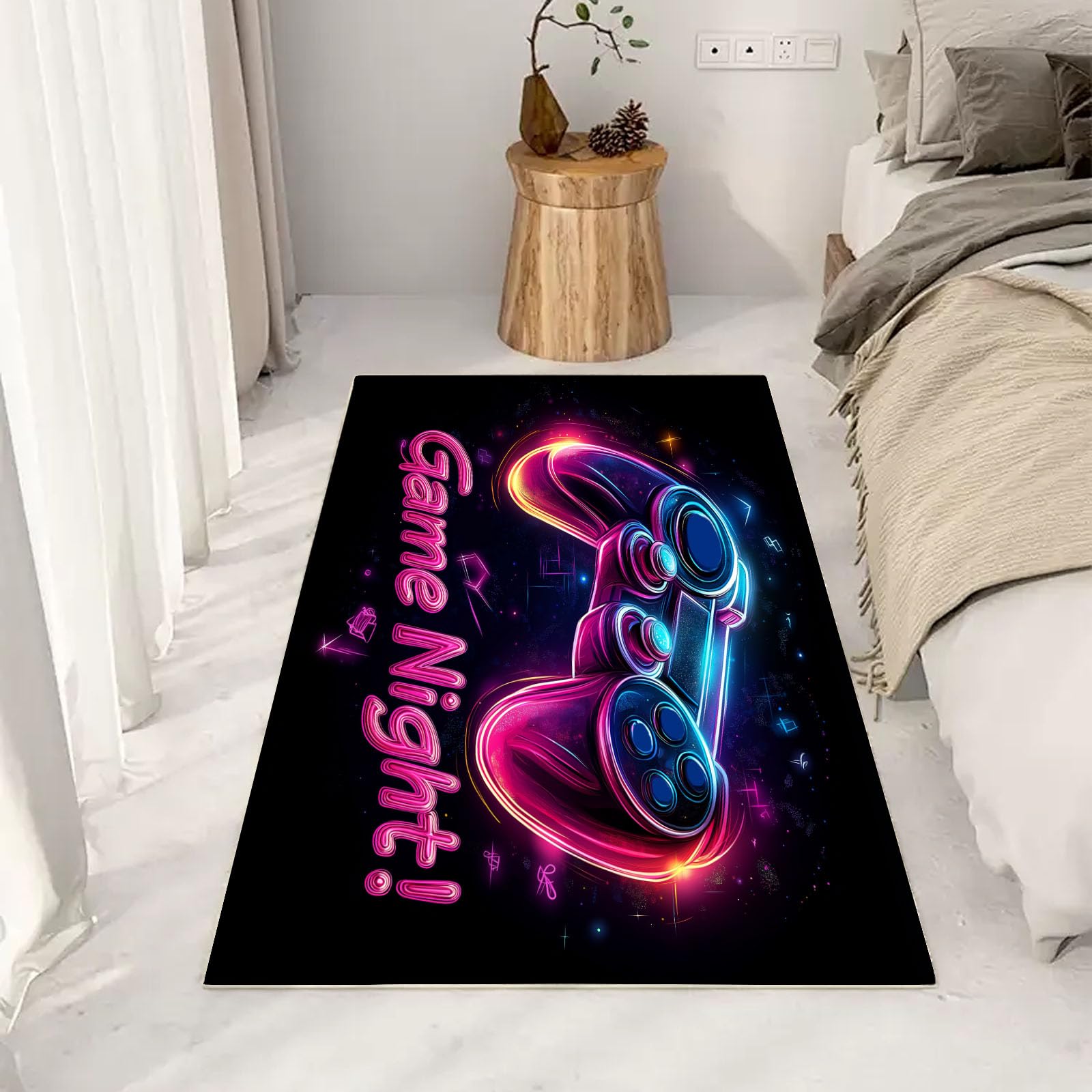 Grand tapis salon jeux vidéo en format 140x200 cm pour soirée console