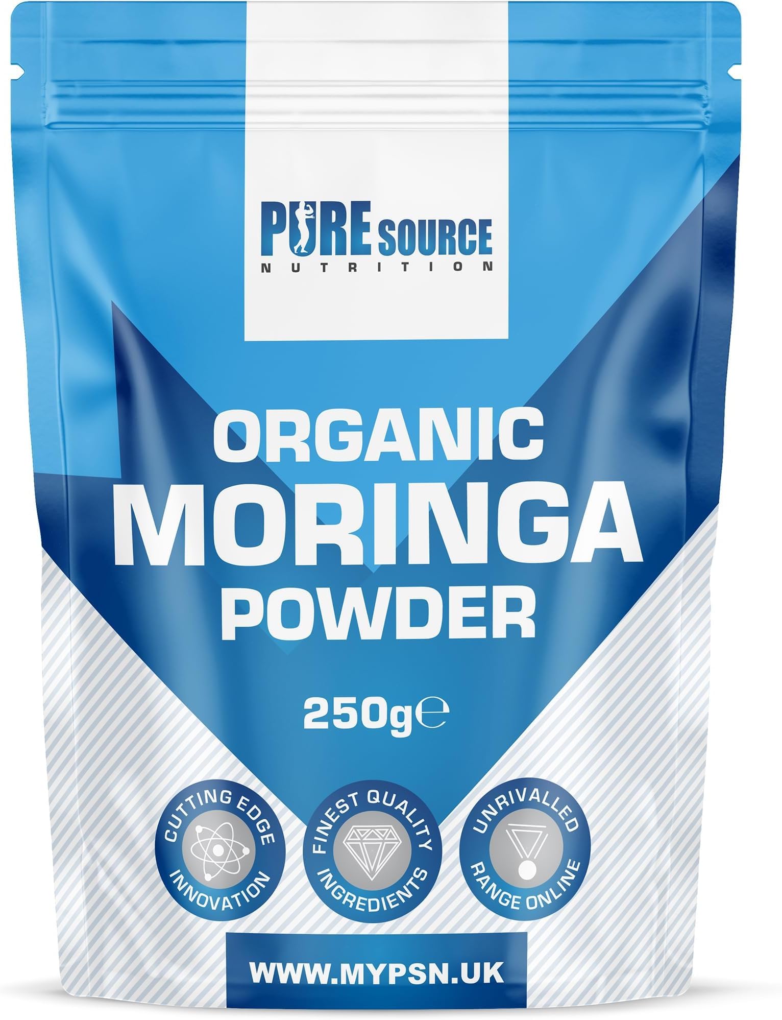 Organic Moringa Leaf Powder Gluten Free Natural and Pure Leaves Picked from The Moringa Oleifera Plant - Superleaf Superfood Powder by Pure Source Nutrition (250g)