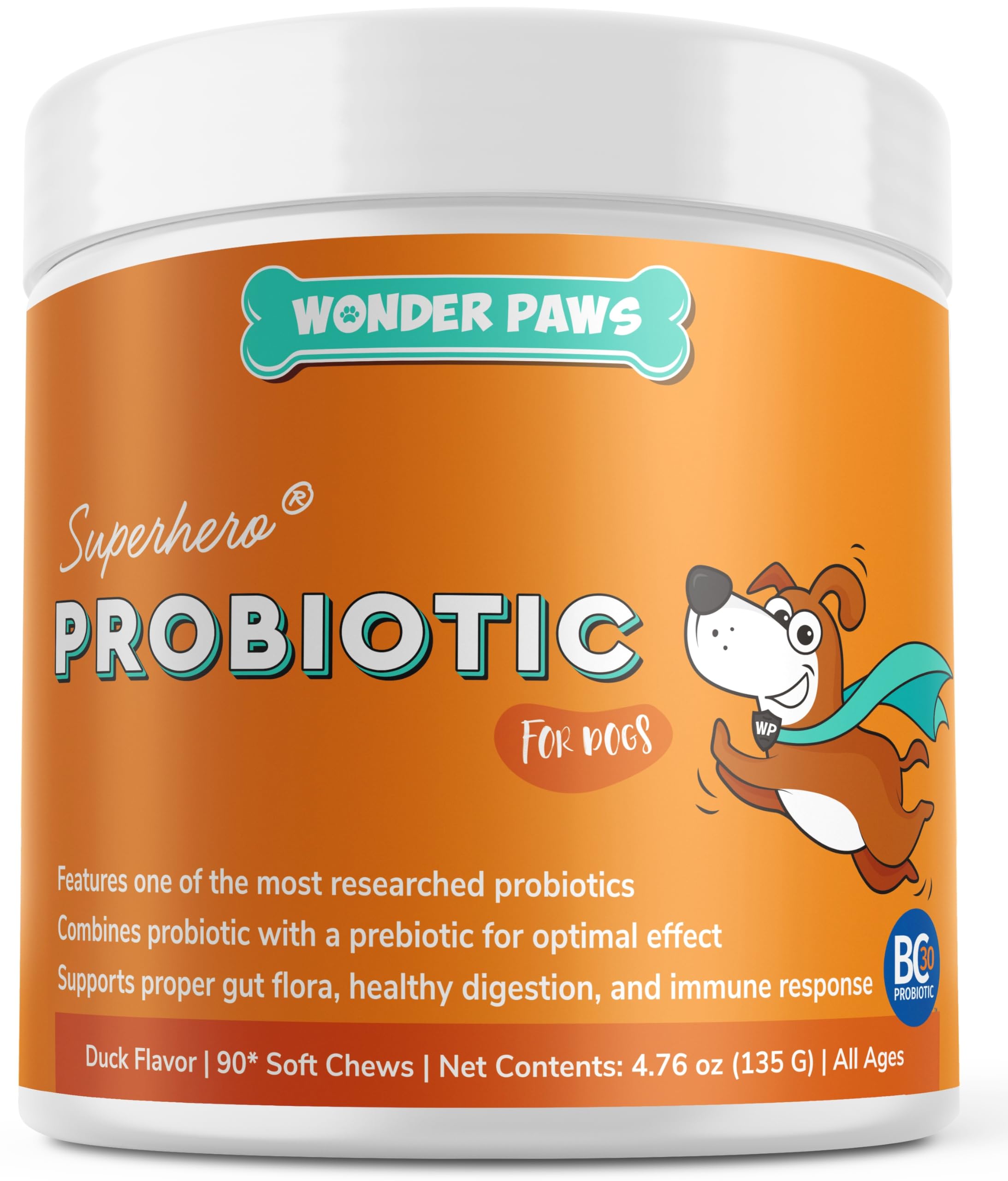 Wonder Paws Probiotics for Dogs – Daily Probiotic Supports Gut Health, Digestion, Gas, Bloating, Constipation, Stomach Relief & Immune Support - With