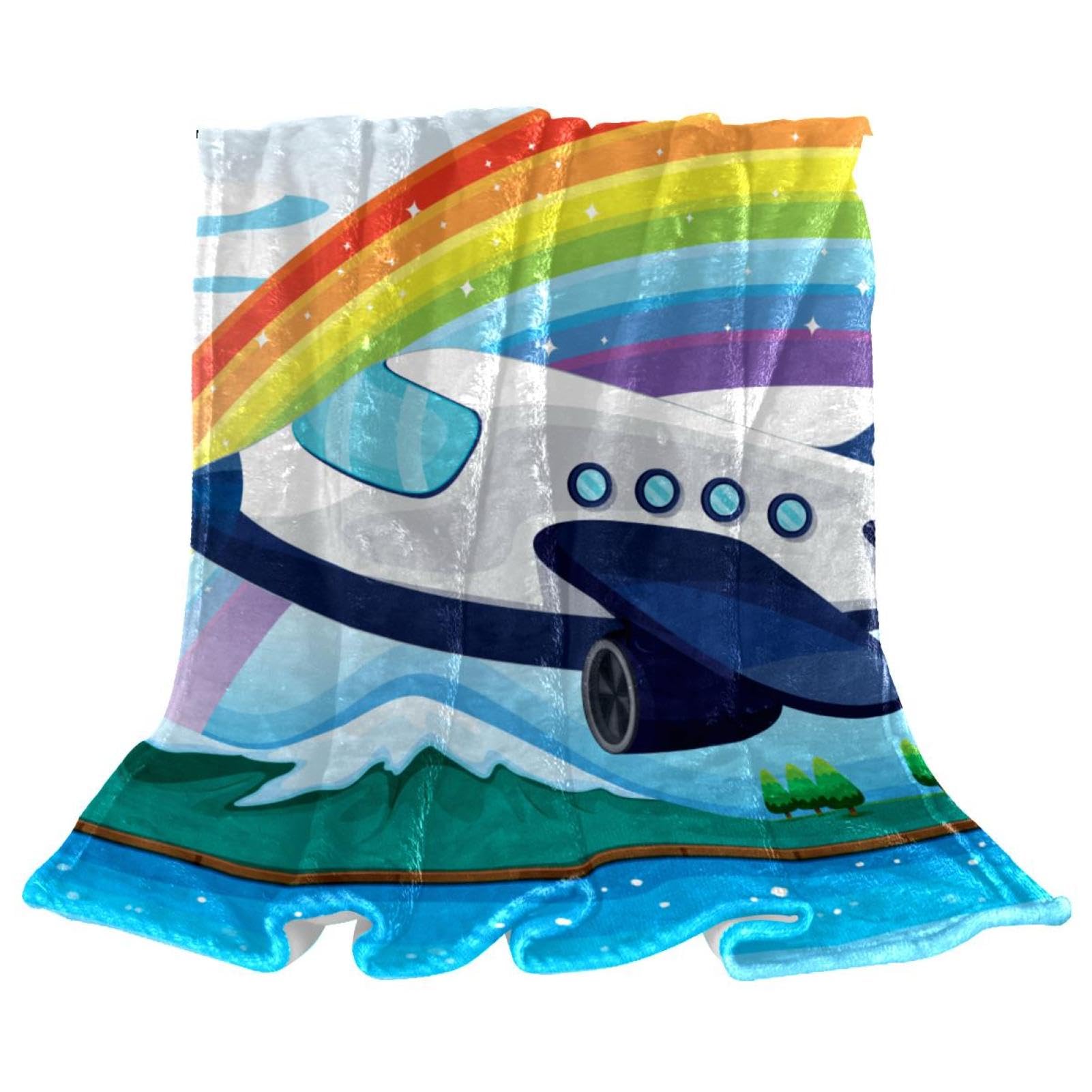 Couverture polaire avion arc-en-ciel contre le froid douce microfibre
