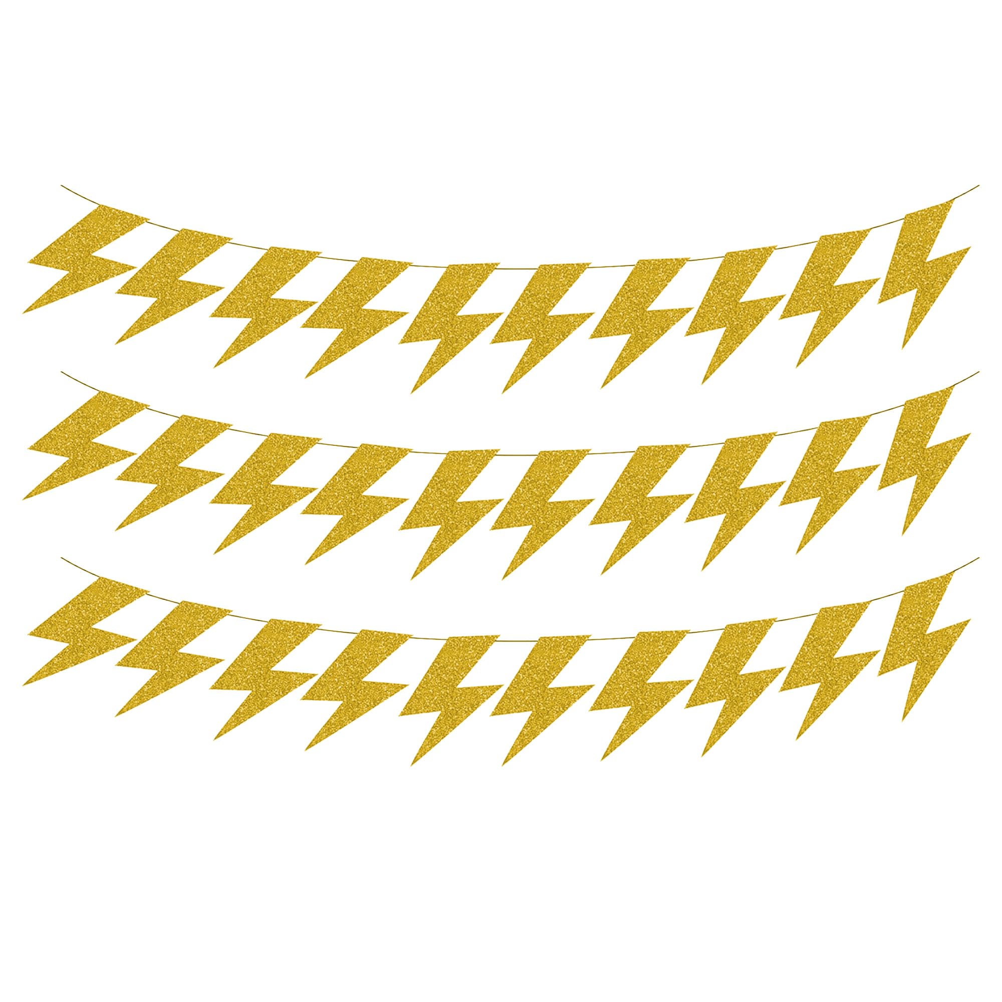 Yunahoo Lightning Bolt Party Banner 3PCS Yellow Decorations Flash Weather Birthday Gender Reveal Baby Shower Party Favors Supplies