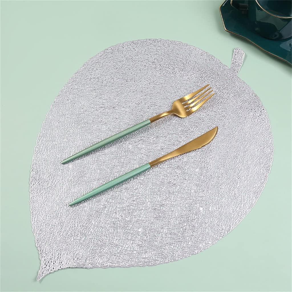 Leaf Placemat for Dining Table Round Coaster Insulation Home Washable Table Decoration(D)