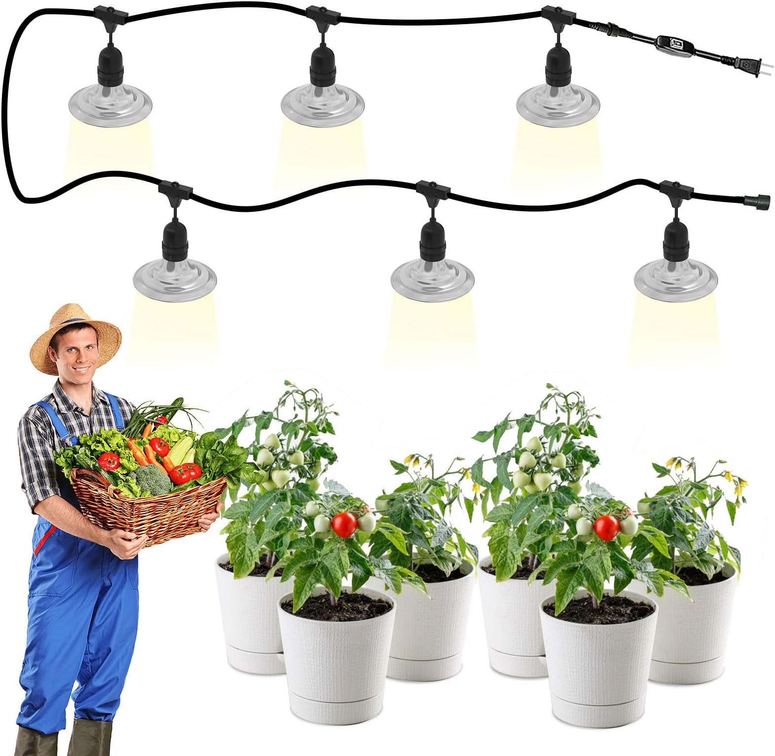 EVERYGROW Outdoor Waterproof Grow Light, 41FT Daisy Chain LED, Full Spectrum, UL