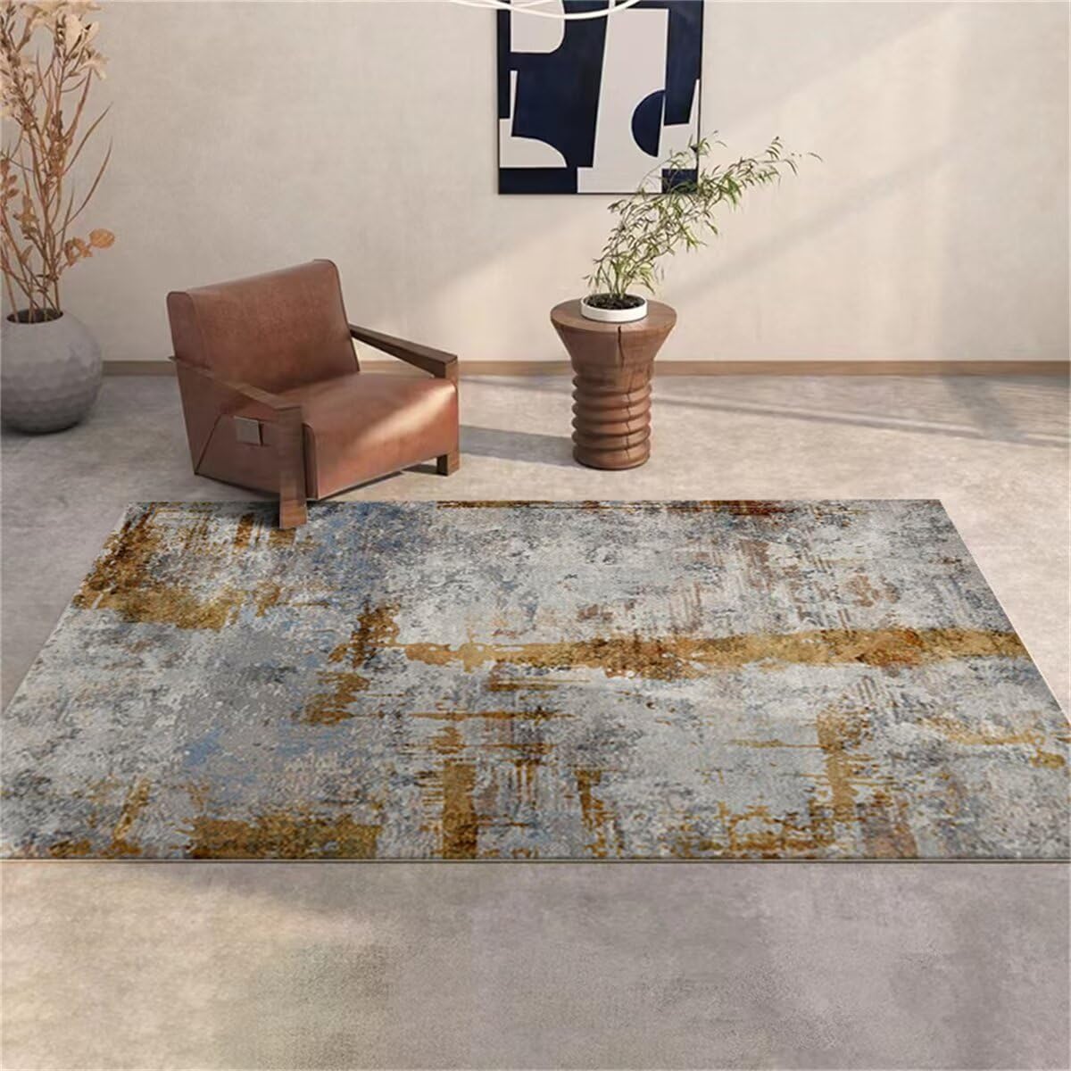 Tapis de bureau moderne jaune et gris pour égayer votre espace travail
