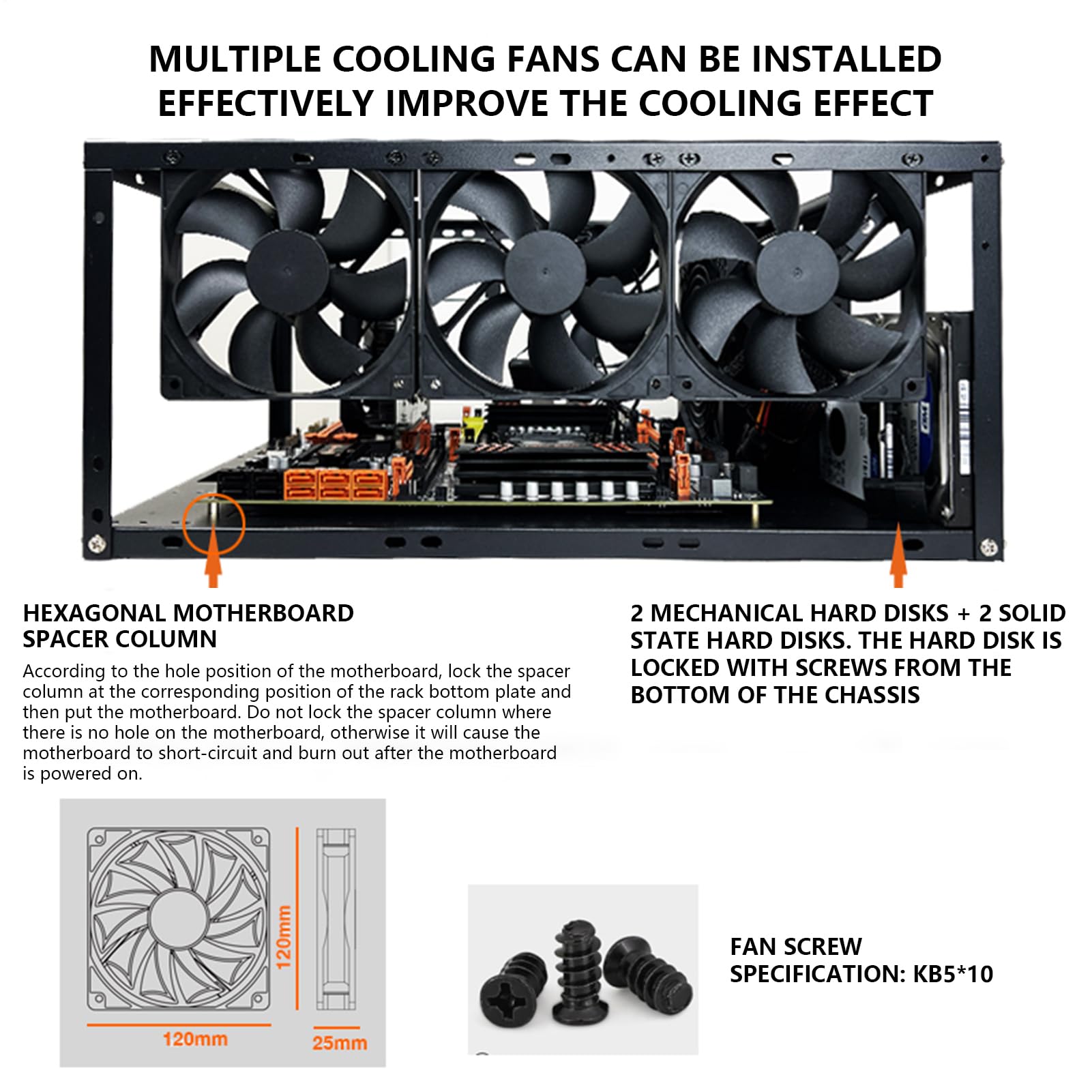da costruzione per PC - in alluminio impilabile, ricambio case aperto del | computer | Supporto scheda madre con vano ventola per ATX ATX ATX Mini ITX, banco di prova e d