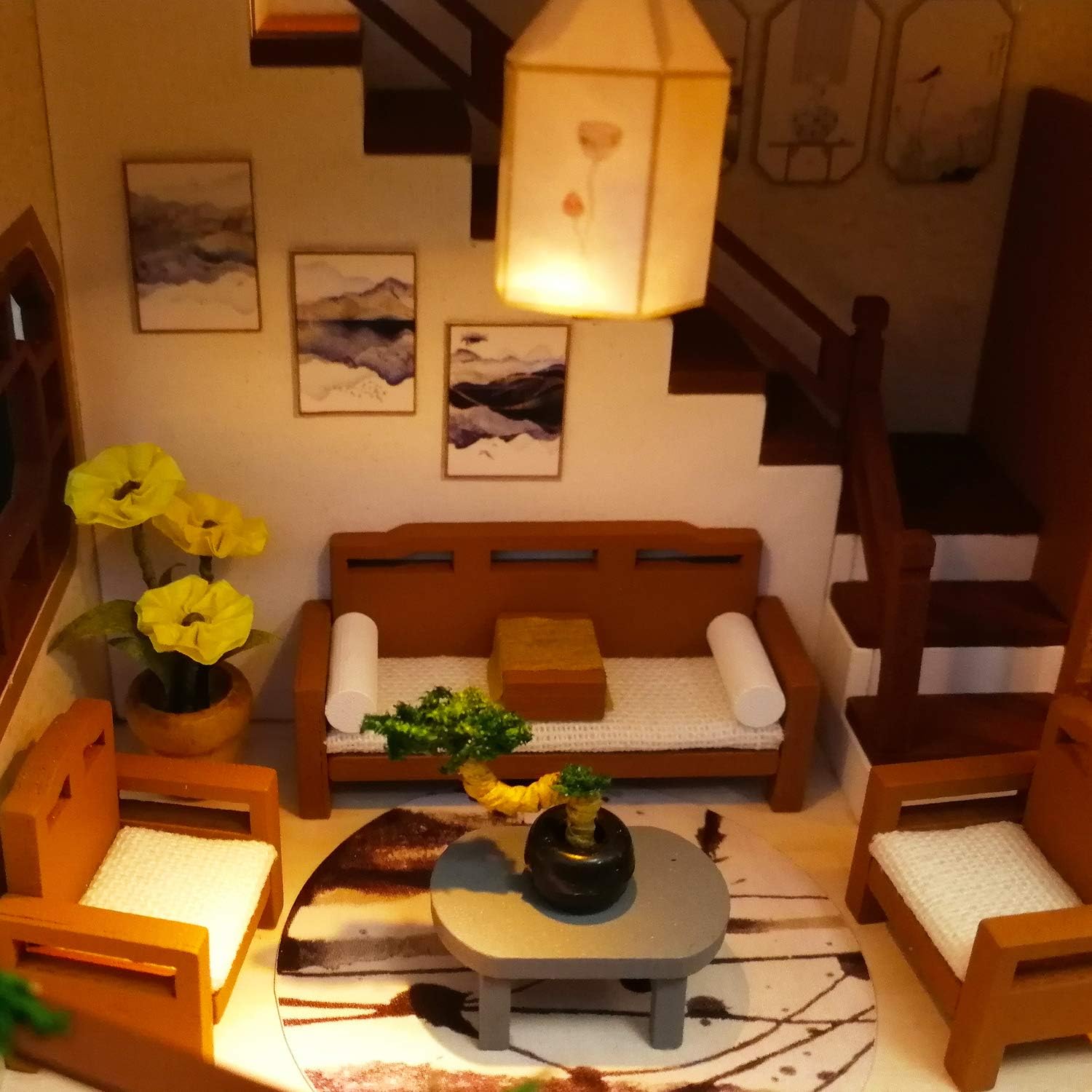 Cool Beans Boutique Miniature DIY Dollhouse Kit - Wooden Asian Dollhouse Traditional Home - with Dust Cover - Architecture Model kit (English Manual) (Chinese Mansion by Lotus Pond)