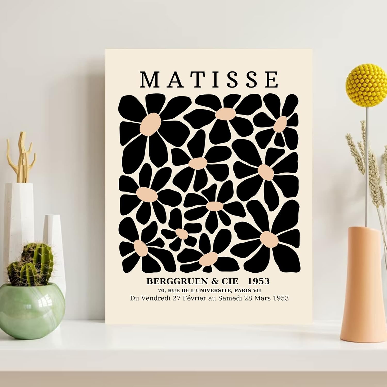 FAEKSUR Framed Matisse Wall Art Set of 3, Abstract Matisse Canvas Wall Art Decor for Living Room, Minimalist Home Decor for Bedroom, Bathroom, Aesthetic Room, Office and Gallery