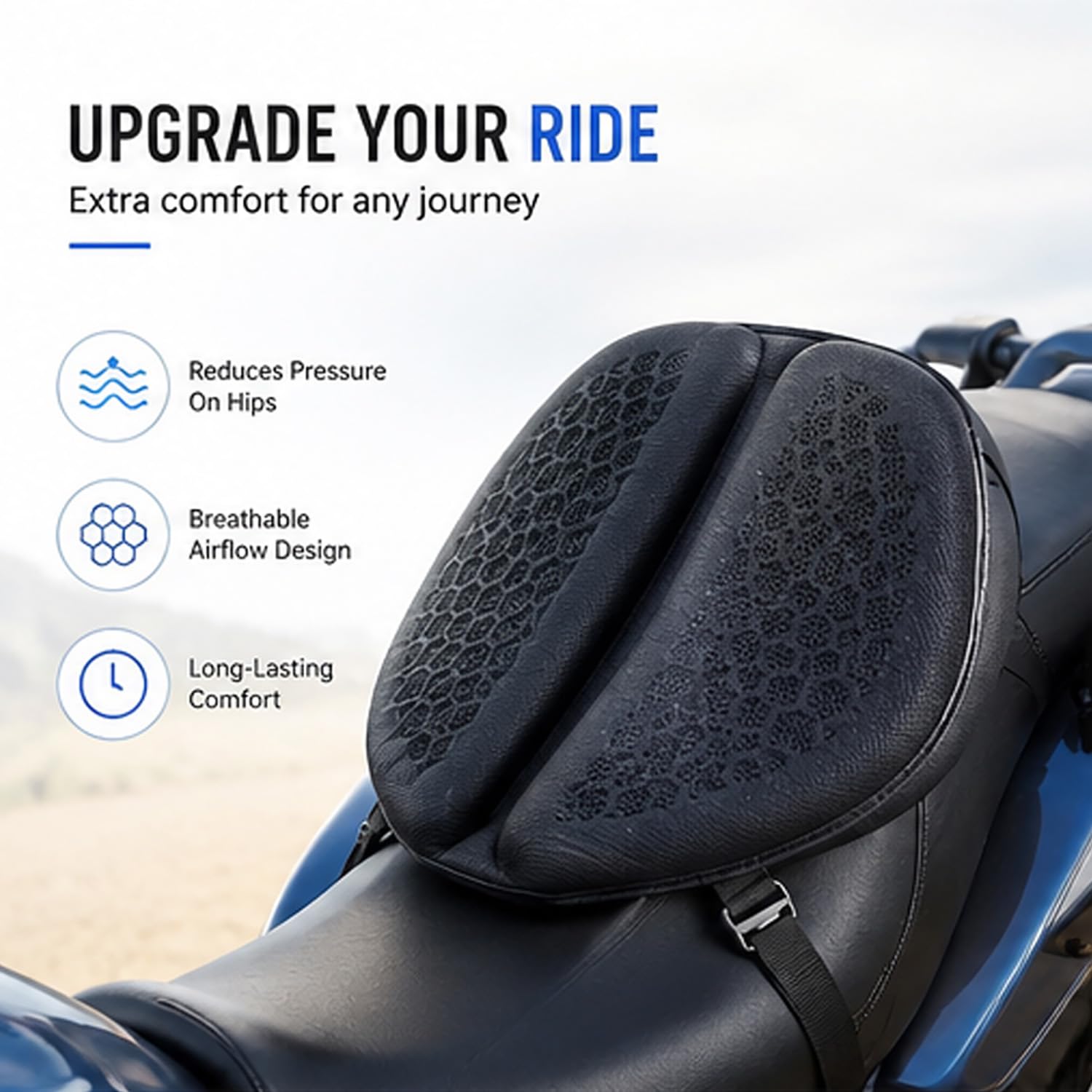 ZORQ Motorrad Sitzkissen für Can-Am Spyder RT Sea-to-Sky 2020-pr, 3D Komfort Gel sitzpolster, Druckentlastendes Ride Motorrad Luftkissen Komfort rutschfest