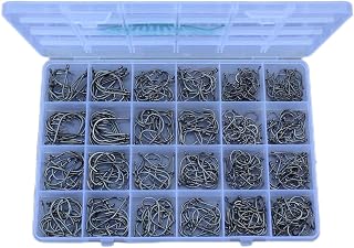 Anmuka 400PCS Fishing Hooks Set Sizes 9# to 2# Bulk Hooks for Freshwater Saltwater Bass Catfish Worm Lures
