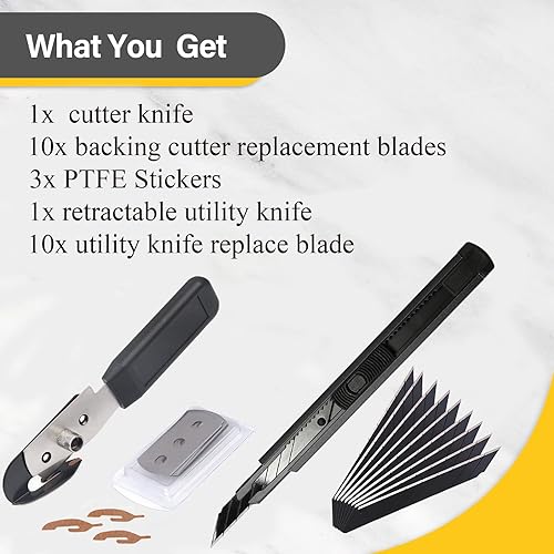 Miniatura 7 de Gomake Cortador de soporte de vinilo, cortador de papel de regalo, cuchillo de vinilo con revestimiento de PTFE, hoja oculta, cuchilla bloqueable de