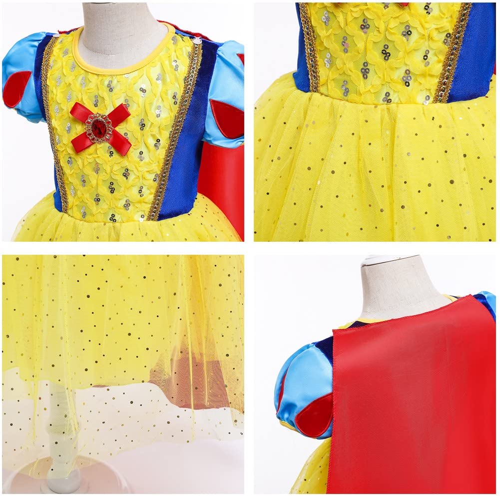 MYRISAM Kostium Królewny Śnieżki z peleryną, dziewczynka, sukienka księżniczki, urodziny, karnawał, Boże Narodzenie, Halloween, Cosplay, sukienka na imprezę, wesele, długa tiulowa sukienka balowa